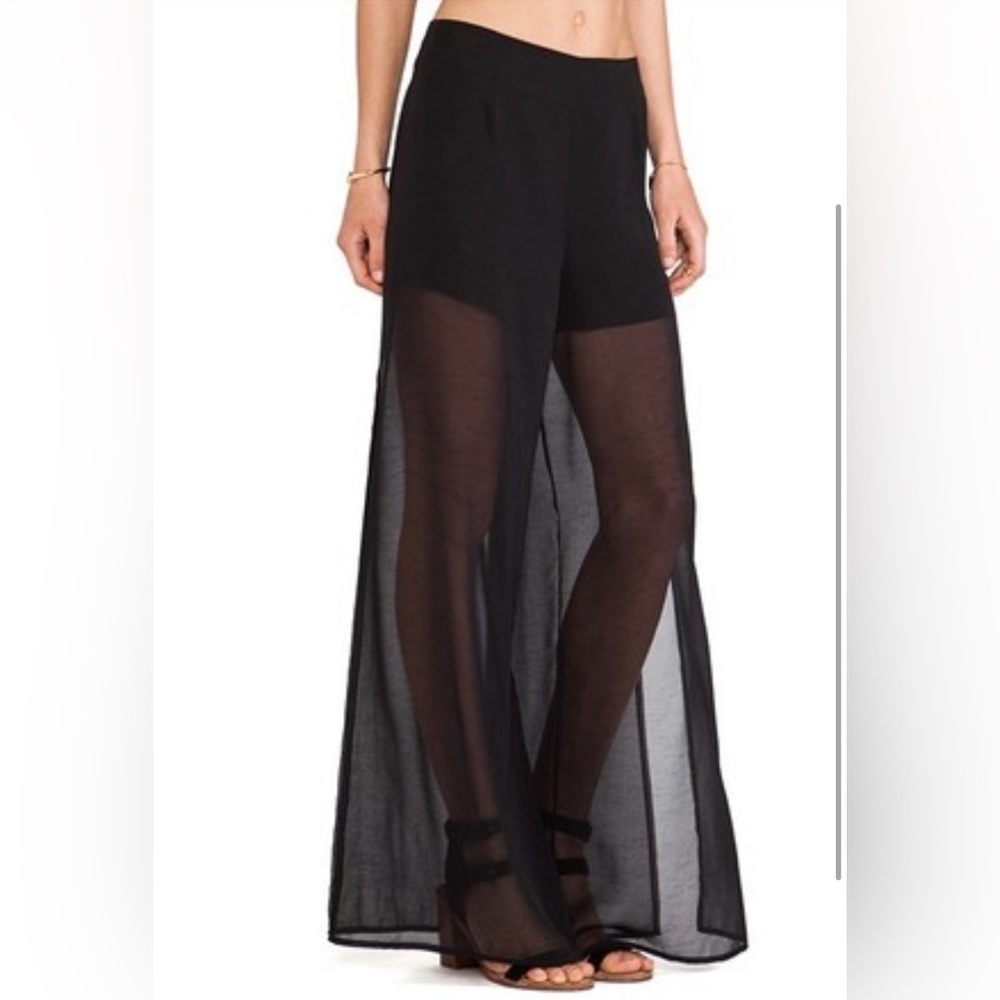 Lovers + Friends Black Scorpio Wide Leg Sheer Pant XS